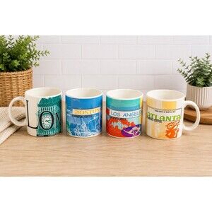 Starbucks City Mug Lot Of (4) London Boston Los Angeles Atlanta Collector Cups